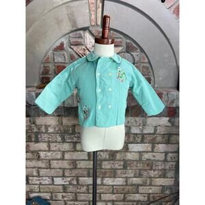 kids jacket double breasted embroidered ducks 1950s